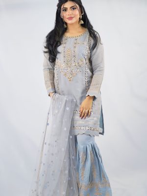 Ice-Blue Gharrara Set