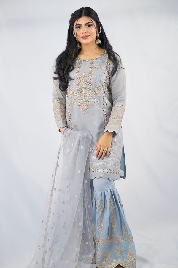 Ice-Blue Gharrara Set